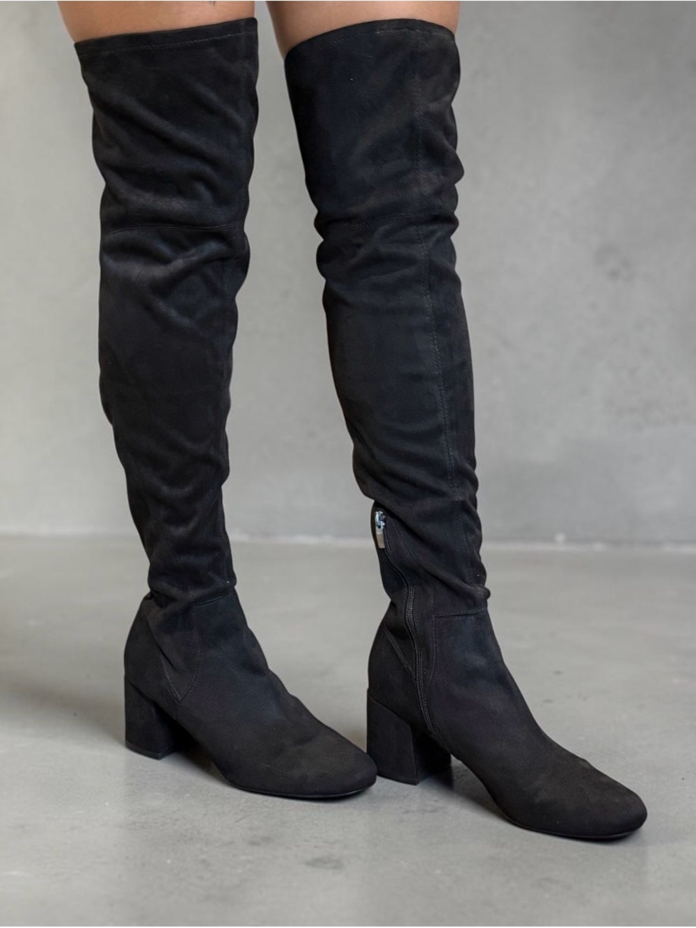 Nine West Black Over-the-Knee Suede Block Heel Boots